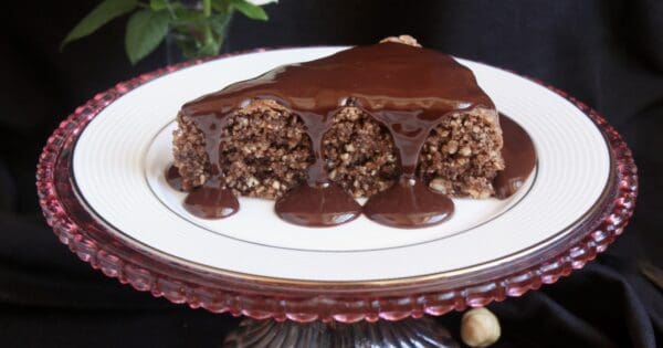 hazelnut chocolate cake with chocolate sauce