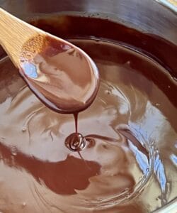 chocolate sauce in a pan.