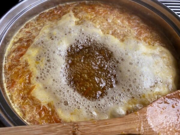 marmalade mixture coming to a boil