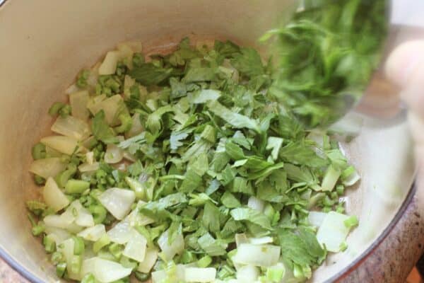 adding celery leaves