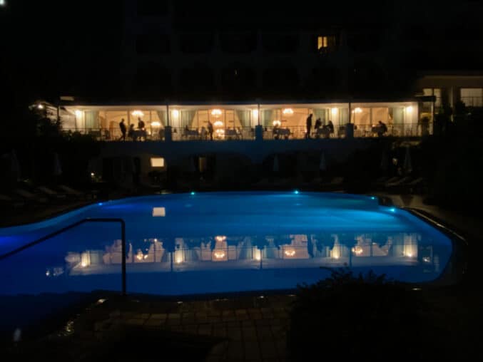 Reflection of Belvedere Restauant Ischia in the pool