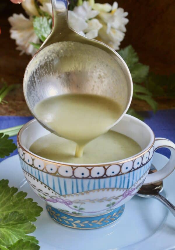 serving celery soup