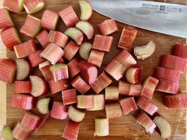 cutting rhubarb