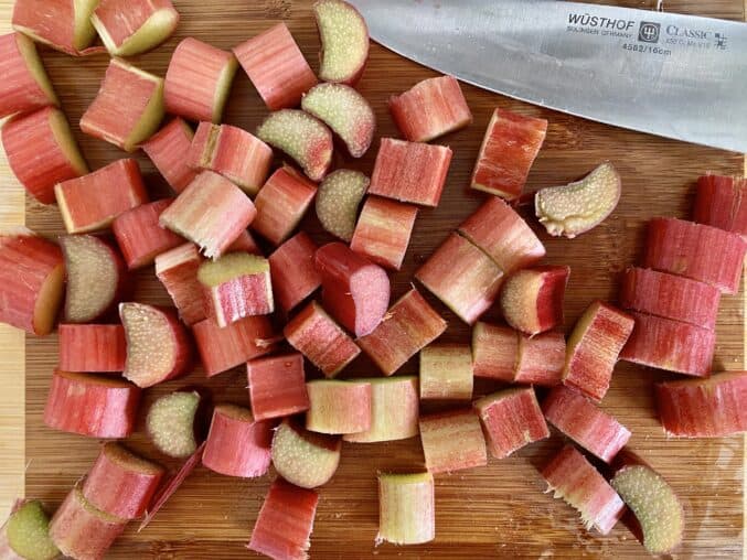 cutting rhubarb