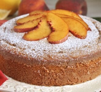 peach cake on a plate