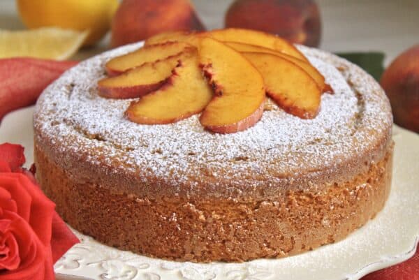 peach cake on a plate