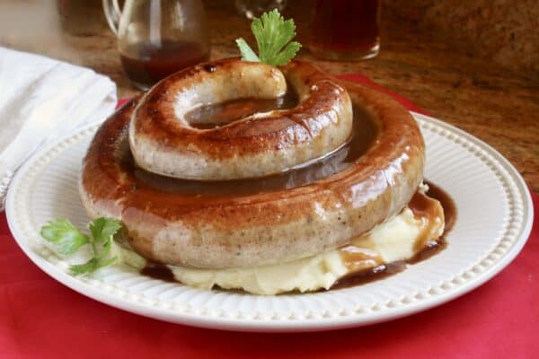 cumberland sausage ring on a plate 
