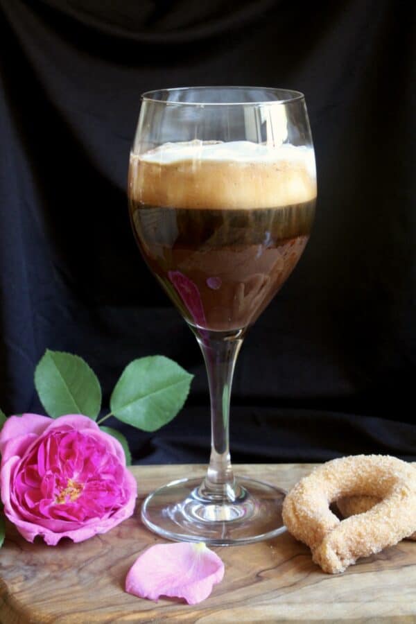 bicerin with torcelli biscotti and pink rose