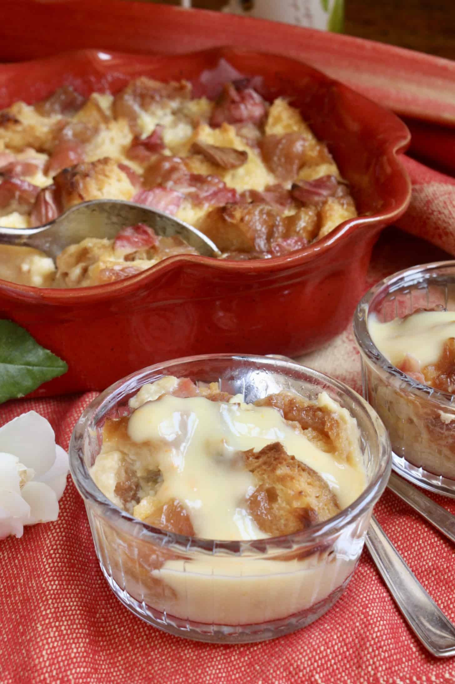 Rhubarb Bread Pudding with Orange Custard Christina's Cucina