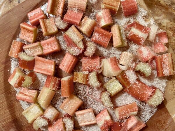 rhubarb ready to bake