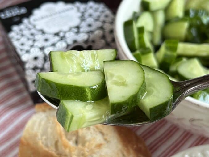 cucumber salad in a spoon