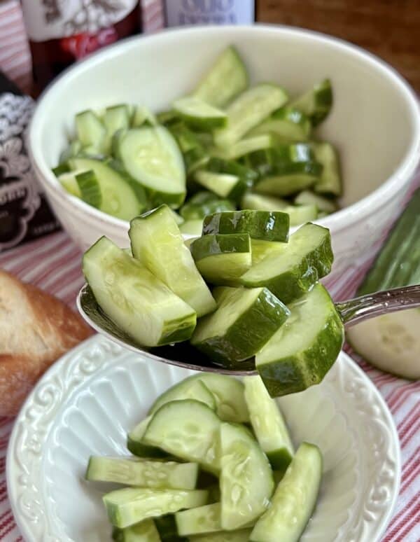 serving the cucumber salad