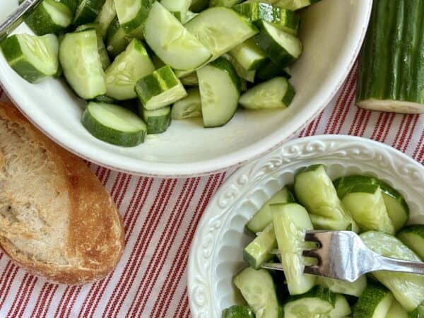 cucumber salad in bowls