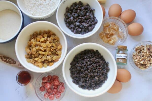 ingredients for Christmas cake