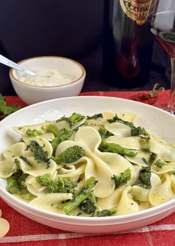 rapini pasta with cheese bowl