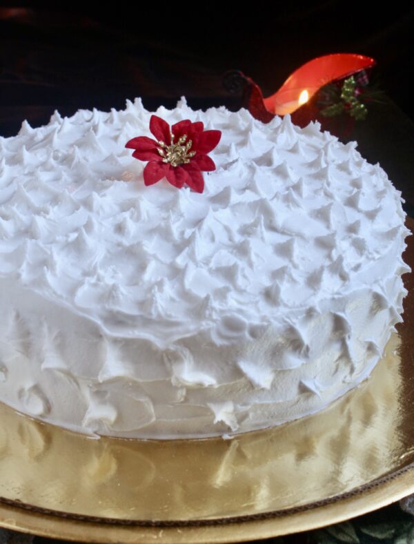 Christmas cake with poinsettia