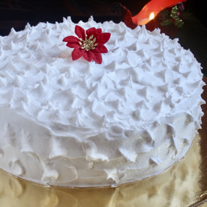 Christmas cake with poinsettia