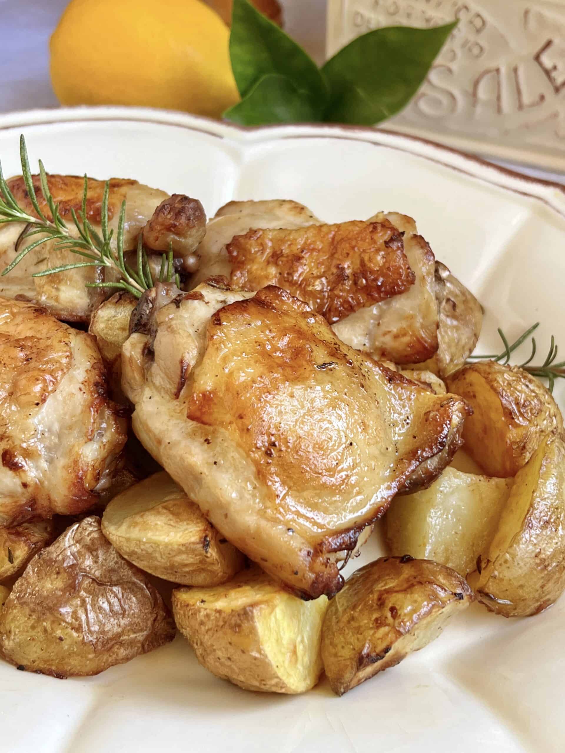 Air Fryer Chicken Thighs, Crispy and Juicy Made with Potatoes