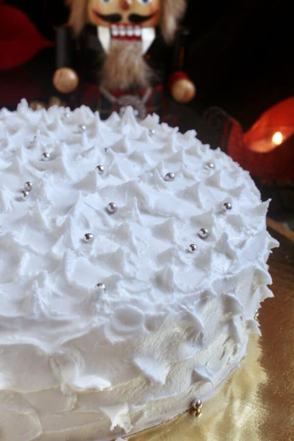 Christmas cake with silver dragees