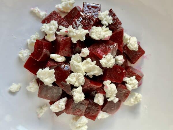 arranging the goat cheese