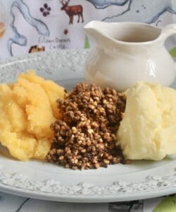 Haggis, neeps and tatties on a plate social