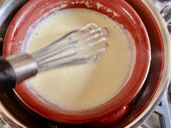 making Italian fondue in a bain marie