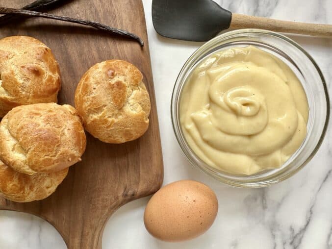 pastry cream and choux buns