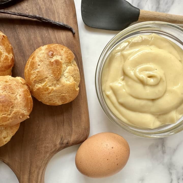 pastry cream and choux buns
