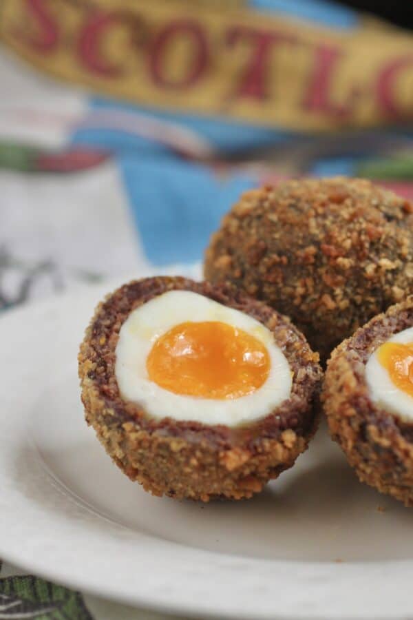 black pudding Scotch eggs with a runny yolk