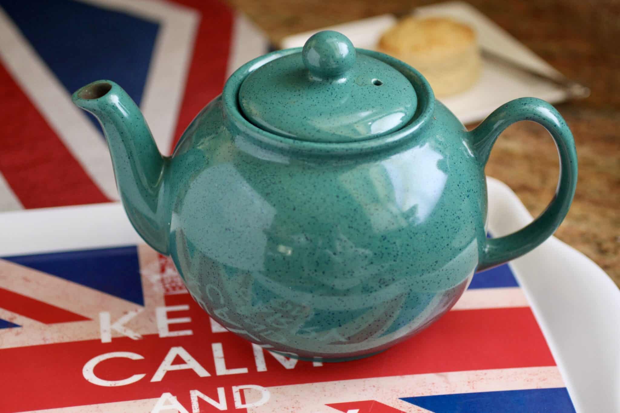 plain teal teapot