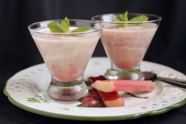 rhubarb fool with rhubarb sauce
