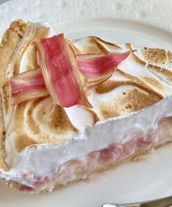 slice of rhubarb meringue tart