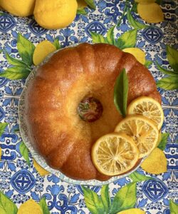 Meyer lemon cake flatlay