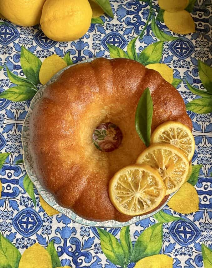 Meyer lemon cake flatlay