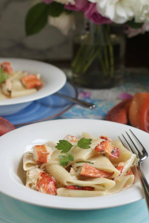 lobster pasta in bowls