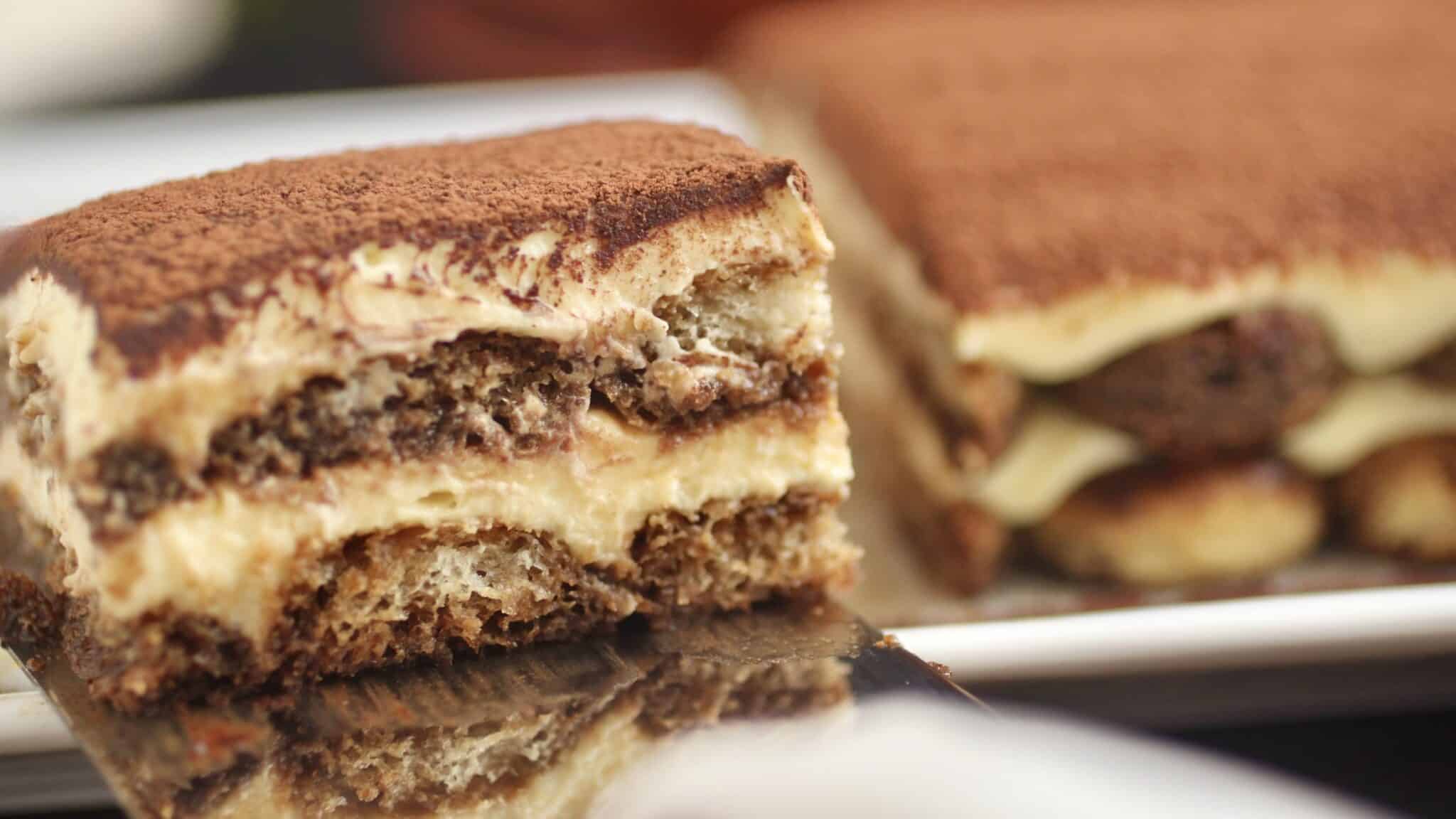 tiramisu on a spatula