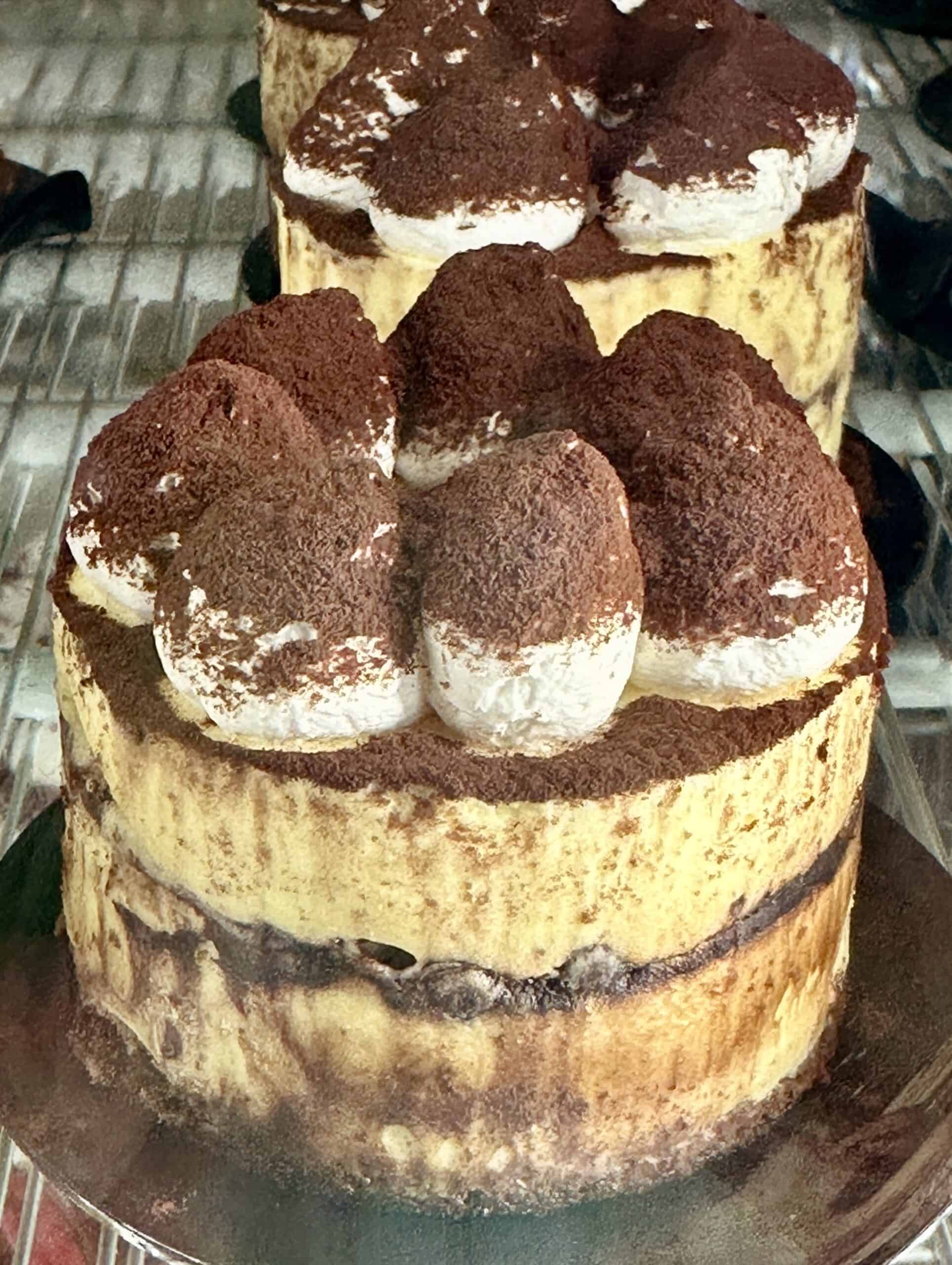 pretty round tiramisù in a fridge