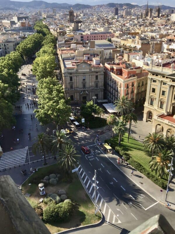 view from the Columbus monument in Barcelona