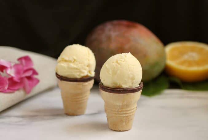 mini mango ice cream cones