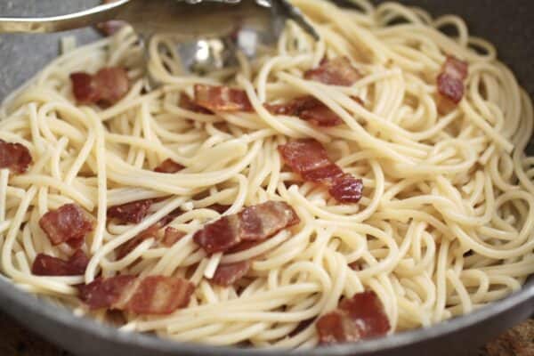 adding bacon to pasta