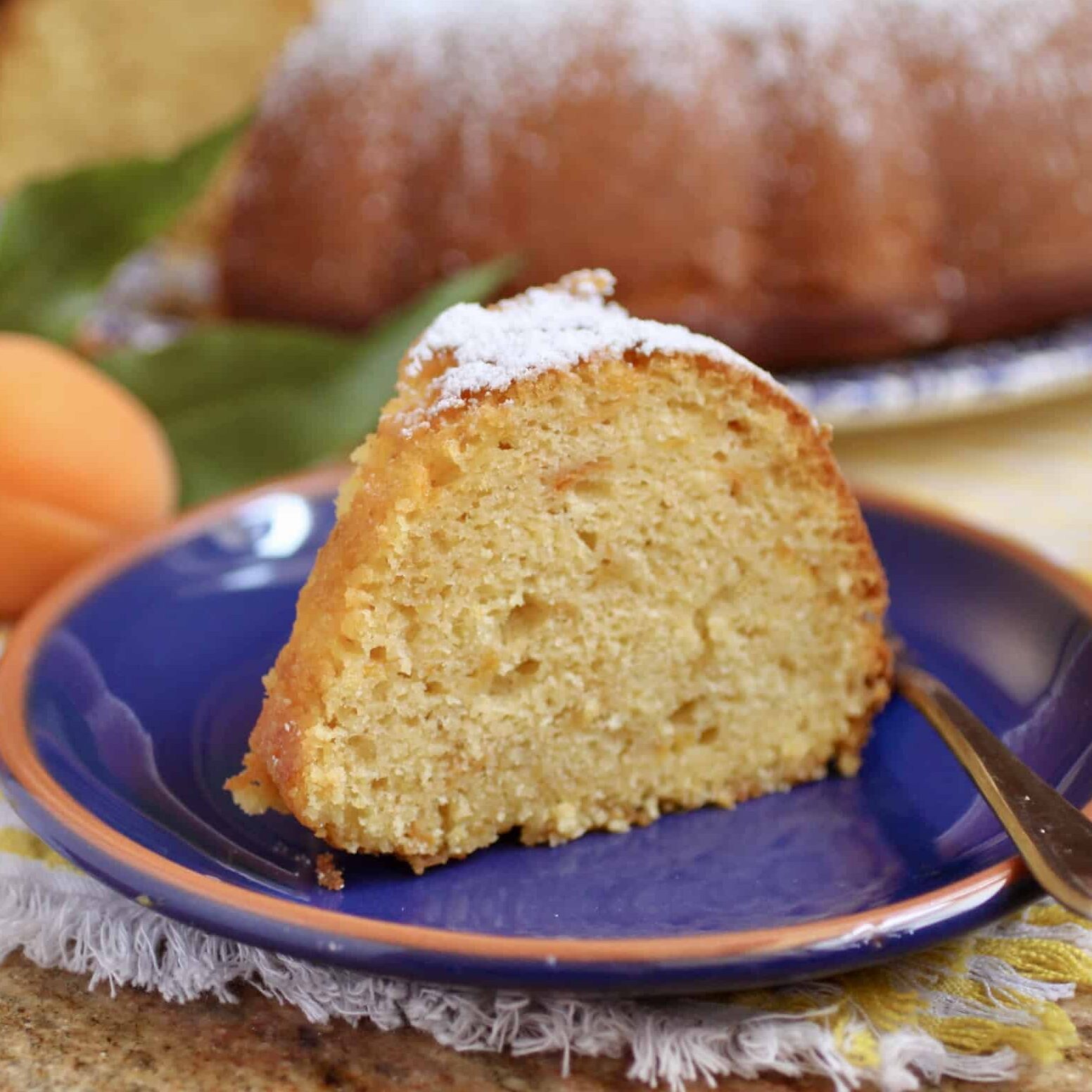 slice of apricot cake
