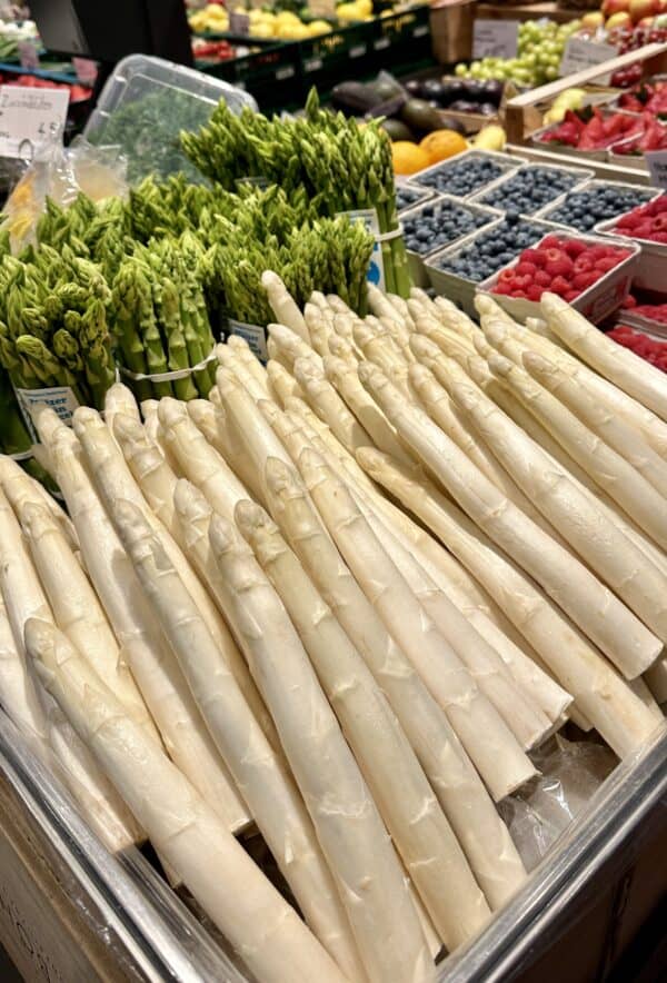 white asparagus in a German market white asparagus in a German market