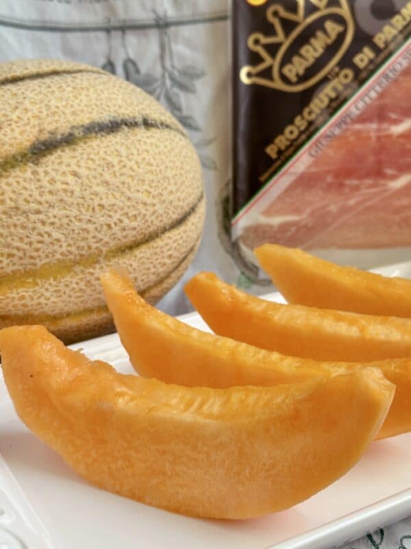 tuscan melon with package of prosciutto