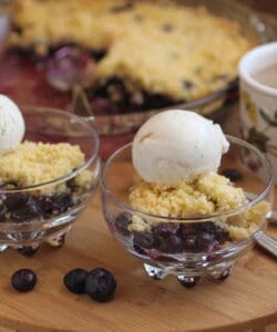 blueberry crumble with ice cream