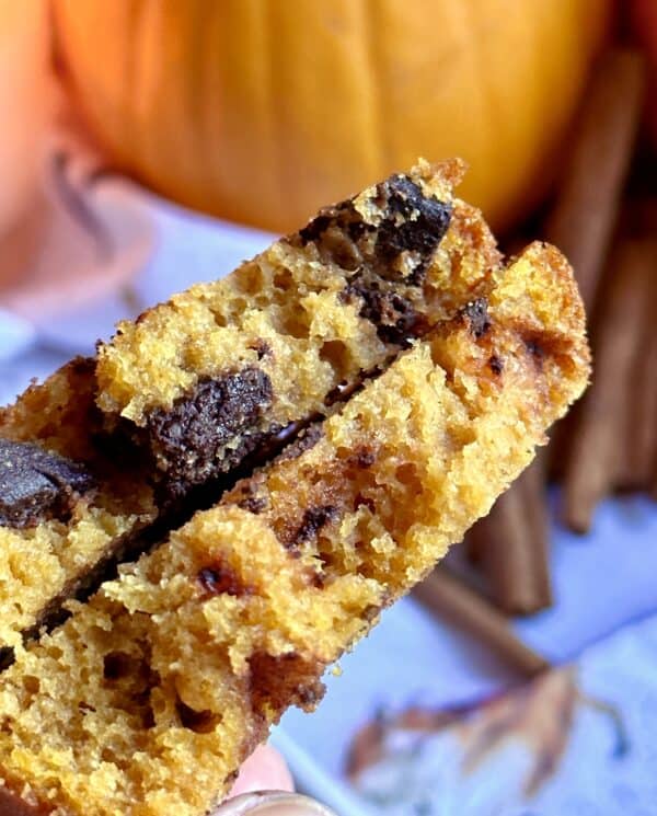 slices of pumpkin chocolate chunk loaf