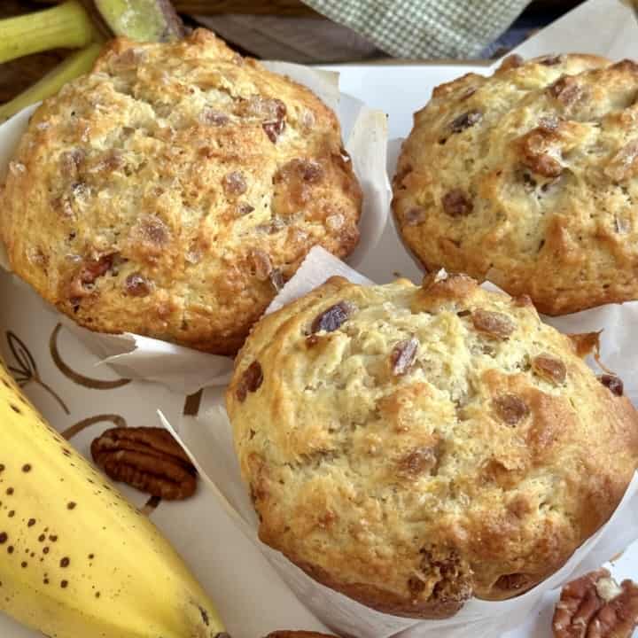 banana nut muffins with banana