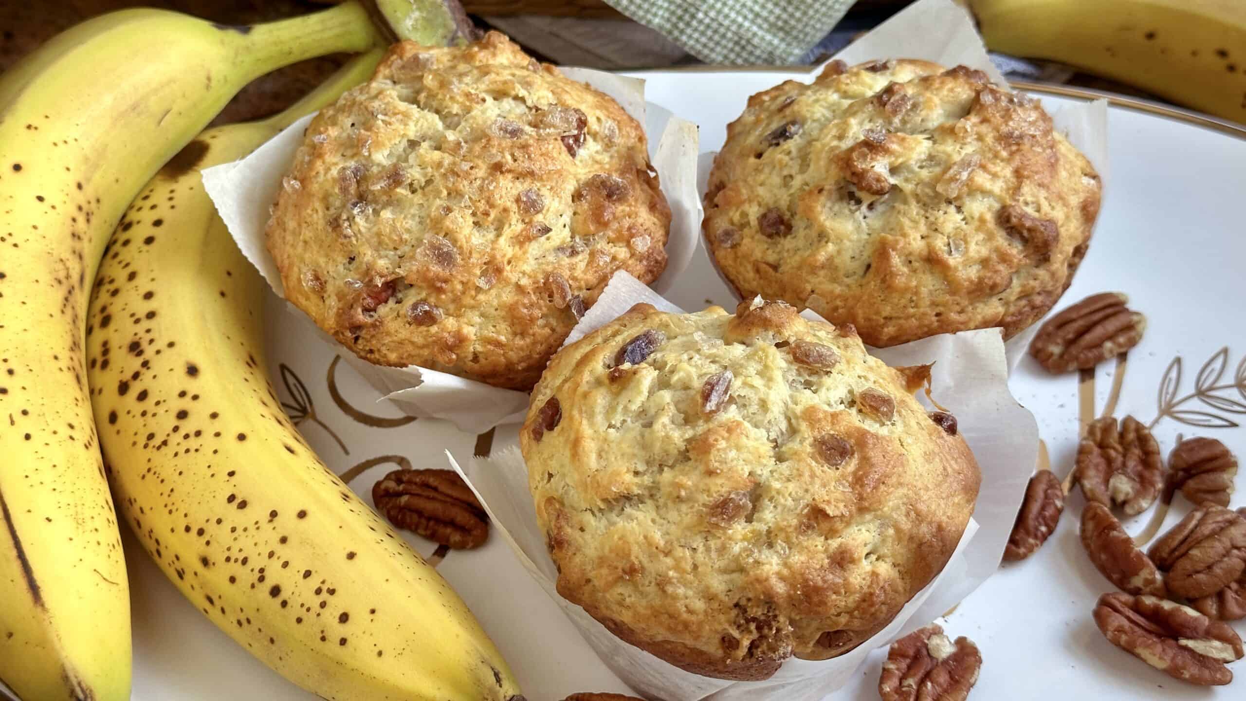 banana nut muffins with banana