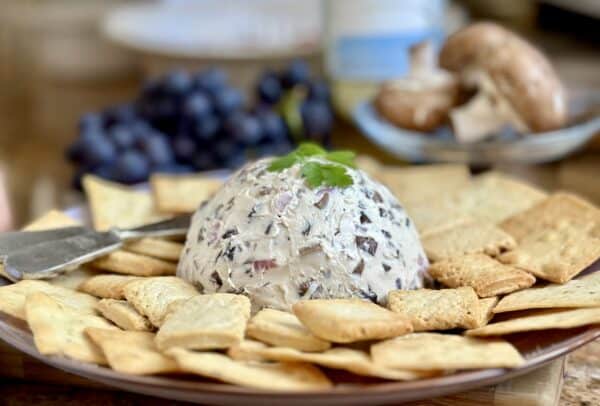 cheese ball with crackers