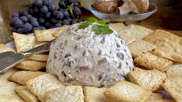 cheese ball with crackers