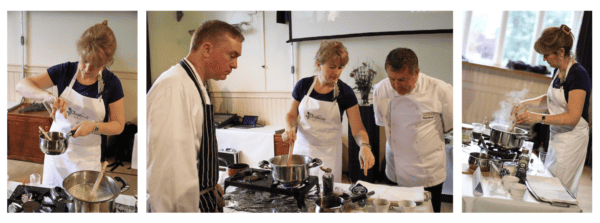 making sticky toffee porridge collage